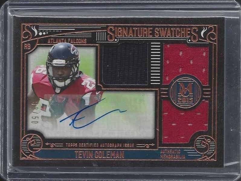 TEVIN COLEMAN 2015 TOPPS MUSEUM BRONZE ROOKIE TRIPLE JERSEY AUTO RC #/50