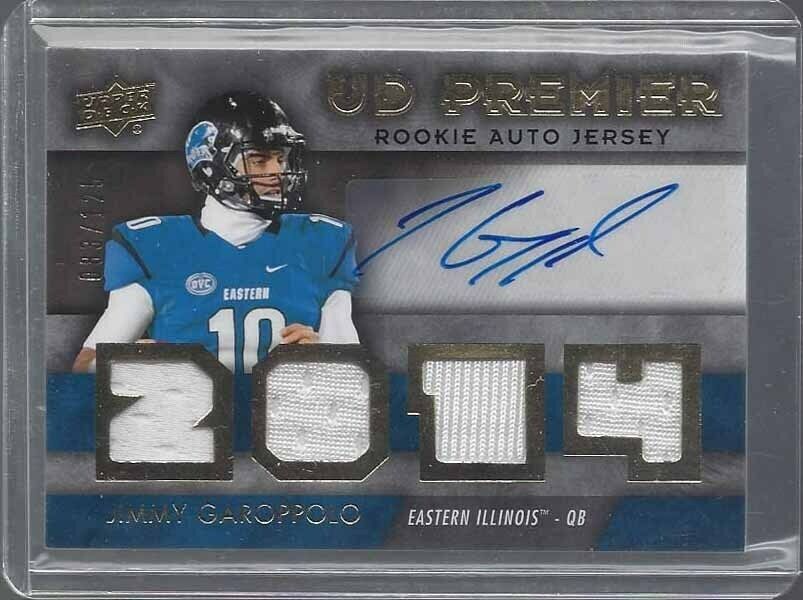 JIMMY GAROPPOLO 2014 UPPER DECK PREMIER QUAD ROOKIE JERSEY AUTO RC #D 83/125
