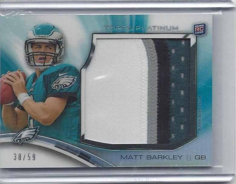 MATT BARKLEY 2013 TOPPS PLATINUM JUMBO 4 COLOR PATCH REFRACTOR RC #D 38/59