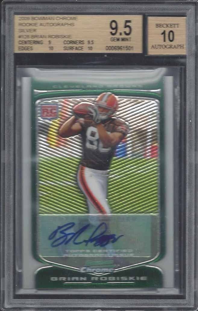 BRIAN ROBISKIE 2009 BOWMAN CHROME SILVER REFRACTOR AUTO RC /10 BGS 9.5 POP 1/1