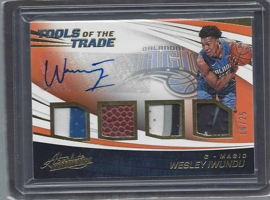 WESLEY IWUNDU 2017-18 ABSOLUTE TOOLS OF THE TRADE ORANGE QUAD PATCH AUTO RC /25