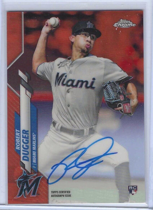 ROBERT DUGGER 2020 TOPPS CHROME ORANGE REFRACTOR ROOKIE AUTO RC #d /25