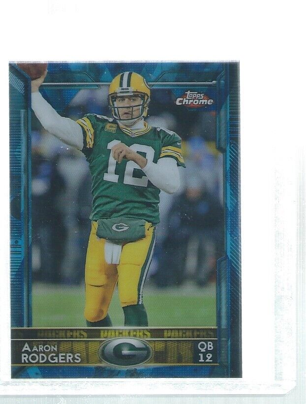 AARON RODGERS 2015 TOPPS CHROME BLUE REFRACTOR MINI #2