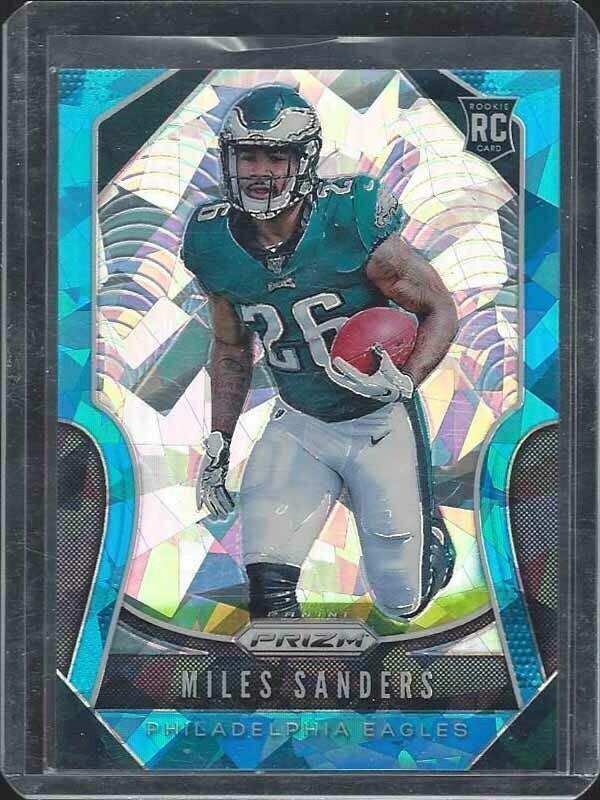MILES SANDERS 2019 PANINI PRIZM BLUE ICE CRYSTALS ROOKIE PRIZMS RC #D 80/99