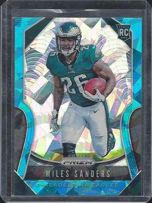 MILES SANDERS 2019 PANINI PRIZM BLUE ICE CRYSTALS ROOKIE PRIZMS RC #D 80/99