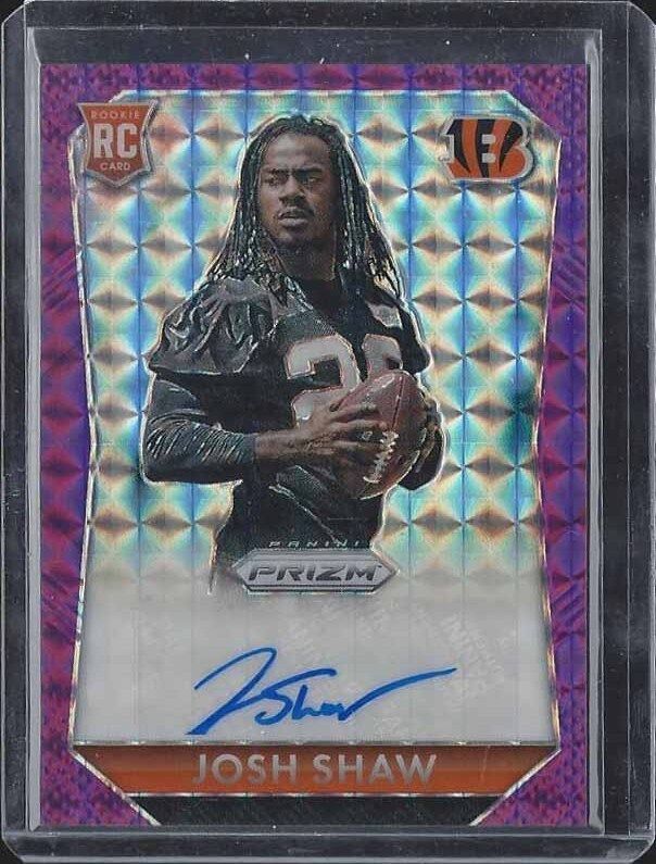 1/1 JOSH SHAW 2015 PANINI PRIZM PURPLE MOSAIC PRIZMS AUTO RC #D 26/50 JERSEY #26