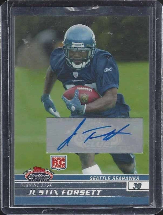 JUSTIN FORSETT 2008 STADIUM CLUB ROOKIE AUTO RC #162