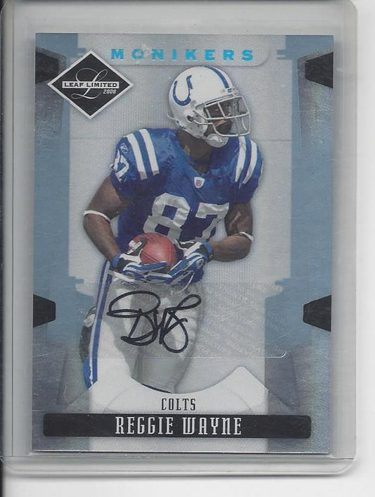 REGGIE WAYNE 2008 LEAF LIMITED MONIKERS PLATINUM HOLOFOIL COLTS AUTO TRUE #D 1/1
