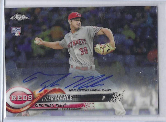 TYLER MAHLE 2018 TOPPS CHROME ROOKIE ON CARD AUTO RC #RA-TM