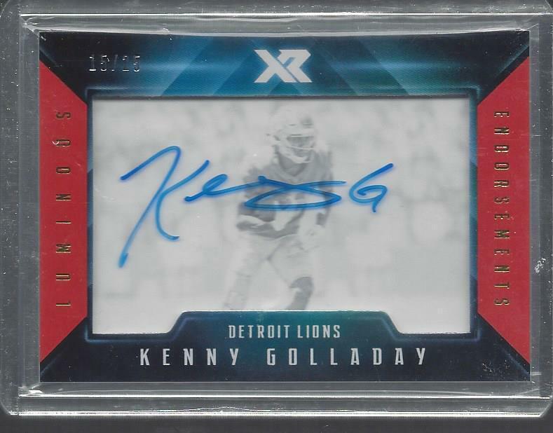 KENNY GOLLADAY 2017 PANINI XR LUMINOUS ORANGE ON CARD AUTO RC #D 15/25