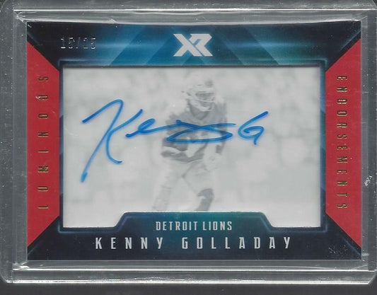 KENNY GOLLADAY 2017 PANINI XR LUMINOUS ORANGE ON CARD AUTO RC #D 15/25