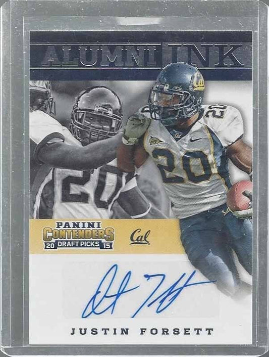 JUSTIN FORSETT 2015 PANNI CONTENDERS DRAFT PICKS ALUMNI INK CAL AUTO SP #36