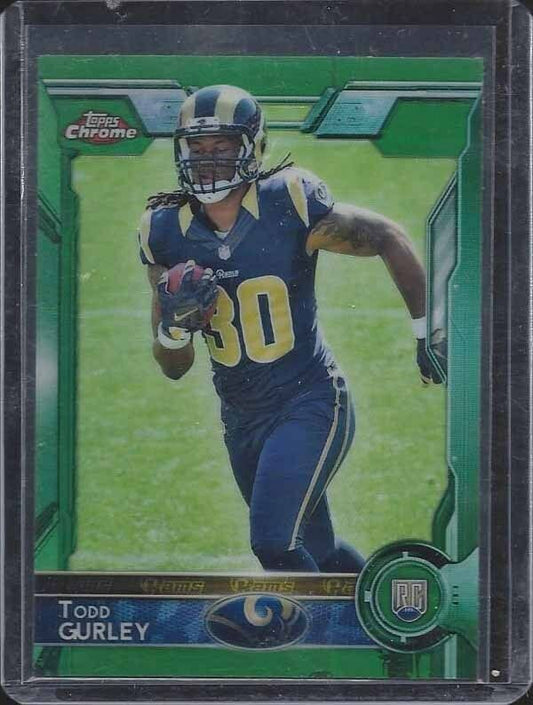 TODD GURLEY 2015 TOPPS CHROME RAMS ROOKIE GREEN REFRACTOR RC #110