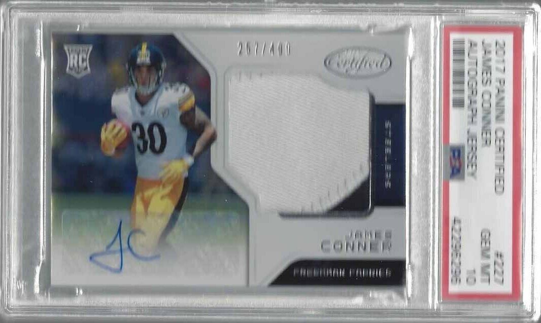 JAMES CONNER 2017 CERTIFIED FRESHMAN FABRIC RPA PATCH AUTO RC /499 PSA 10 POP 2