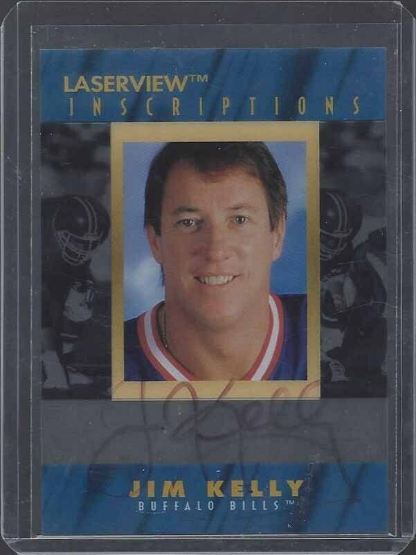 JIM KELLY 1996 LASERVIEW INSCRIPTIONS ON CARD AUTO #D 853/3100