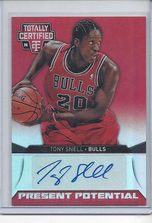 TONY SNELL 2014-15 TOTALLY CERTIFIED PRESENT POTENTIAL MIRROR RED AUTO #D 14/25