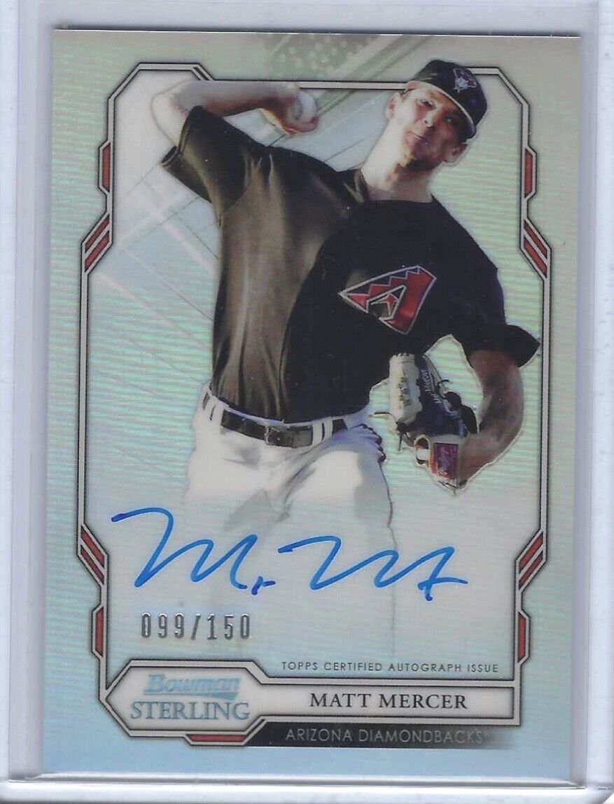 MATT MERCER 2019 BOWMAN STERLING REFRACTOR PROSPECT AUTO #d /150