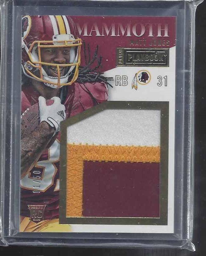 MATT JONES 2015 PLAYBOOK MAMMOTH GOLD JUMBO 3 COLOR REDSKINS PATCH RC #D 1/50