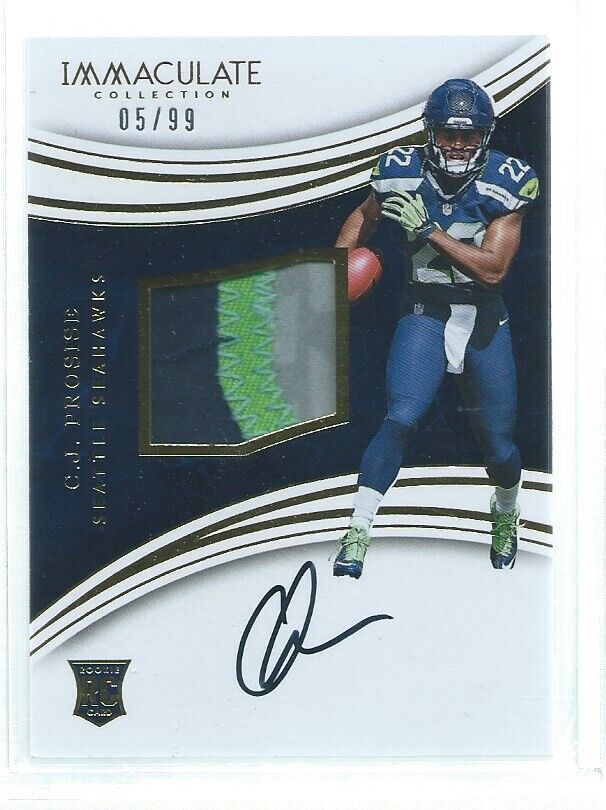 C.J. PROSISE 2016 PANINI IMMACULATE MULTI COLOR PATCH ON CARD AUTO RC # /99