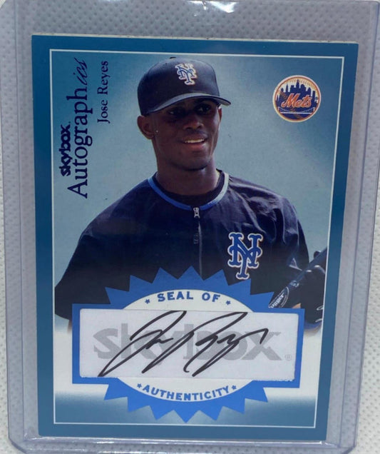 JOSE REYES 2004 FLEER SKYBOX AUTOGRAPHICS ON CARD AUTO #D 161/195