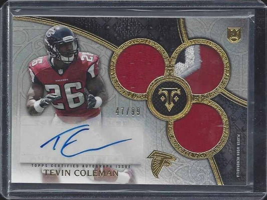 TEVIN COLEMAN 2015 TRIPLE THREADS FALCONS TRIPLE ROOKIE PATCH AUTO RC #D /99