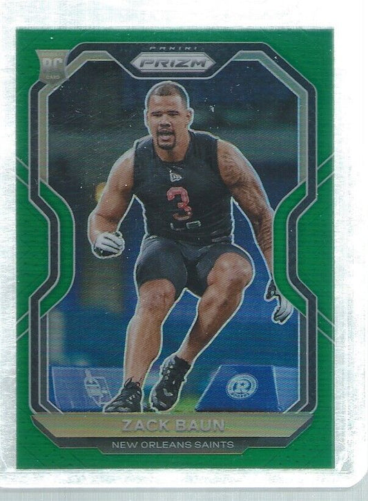 ZACK BAUN 2020 PANINI PRIZM GREEN PRIZMS ROOKIE RC #387
