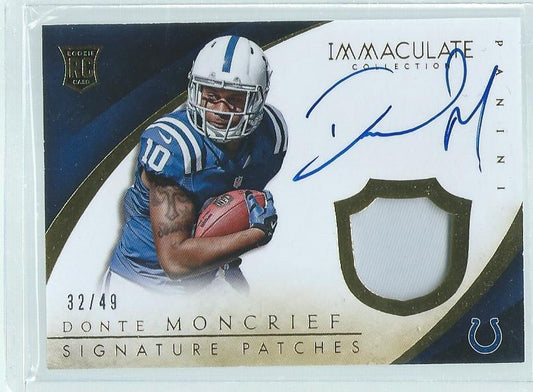 DONTE MONCRIEF 2014 PANINI IMMACULATE RPA PATCH ON CARD AUTO RC #D 32/49