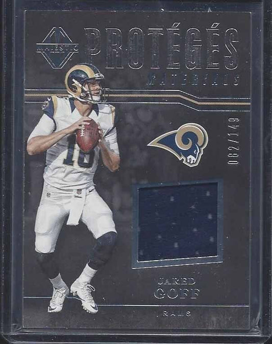 JARED GOFF 2017 PANINI MAJESTIC PROTEGES RAMS JERSEY #D 82/149