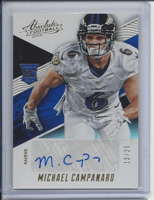 MICHAEL CAMPANARO 2014 ABSOLUTE SPECTRUM GOLD RAVENS ROOKIE AUTO RC #D 13/25