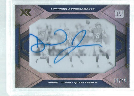 DANIEL JONES 2019 PANINI XR LUMINOUS ENDORSEMENTS AUTO RC #D 19/49