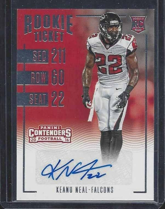 KEANU NEAL 2016 PANINI CONTENDERS FALCONS ROOKIE TICKET TRUE RC AUTO #107