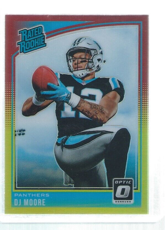 DJ MOORE 2018 DONRUSS OPTIC HOLO RATED ROOKIE RED YELLOW RC #166