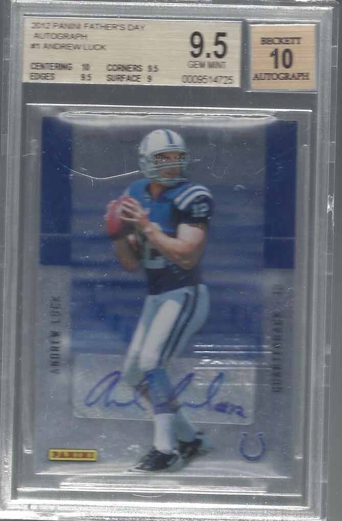 ANDREW LUCK 2012 PANINI FATHER'S DAY ROOKIE AUTO RC SP #1 BGS 9.5 10 AU POP 1/1