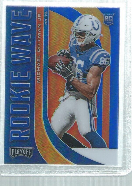 MICHAEL PITTMAN JR 2020 PLAYOFF ROOKIE WAVE PRIZM BLUE RC