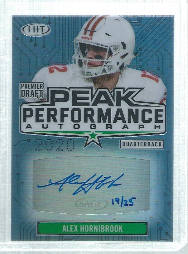 ALEX HORNIBROOK 2020 SAGE PEAK PERFORMANCE AUTO SILVER ROOKIE RC #D 19/25