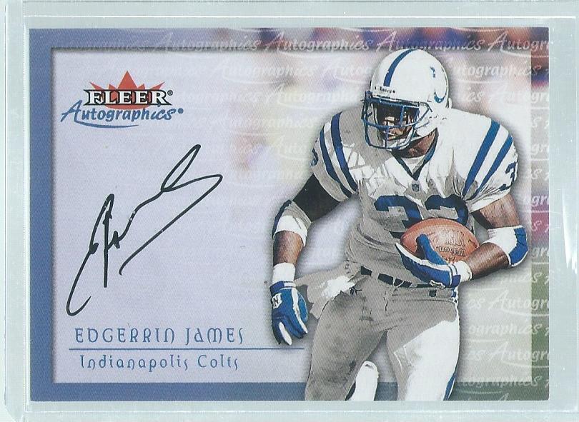 EDGERRIN JAMES 2000 FLEER SKYBOX AUTOGRAPHICS COLTS ON CARD AUTO