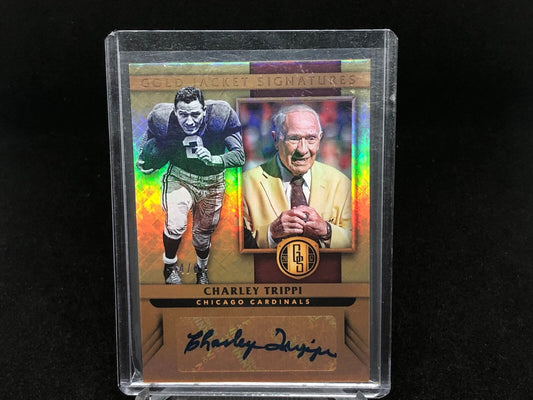 CHARLEY TRIPPI 2017 PANINI GOLD STANDARD GOLD JACKET SIGS GOLD AUTO #D 44/99