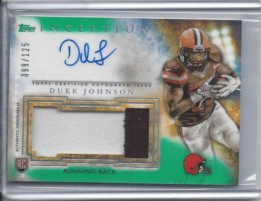 DUKE JOHNSON JR. 2015 TOPPS INCEPTION GREEN RPA ROOKIE PATCH AUTO RC #D /125