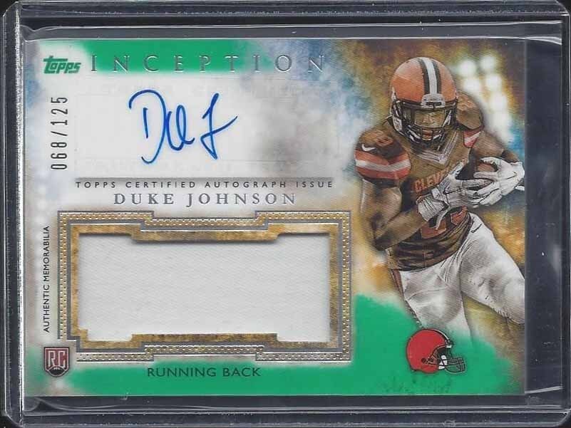 DUKE JOHNSON JR. 2015 TOPPS INCEPTION GREEN RPA ROOKIE PATCH AUTO RC #D /125