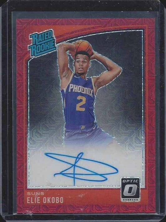 ELIE OKOBO 2018-19 DONRUSS OPTIC CHOICE RED HOLO ROOKIE ON CARD AUTO RC #159