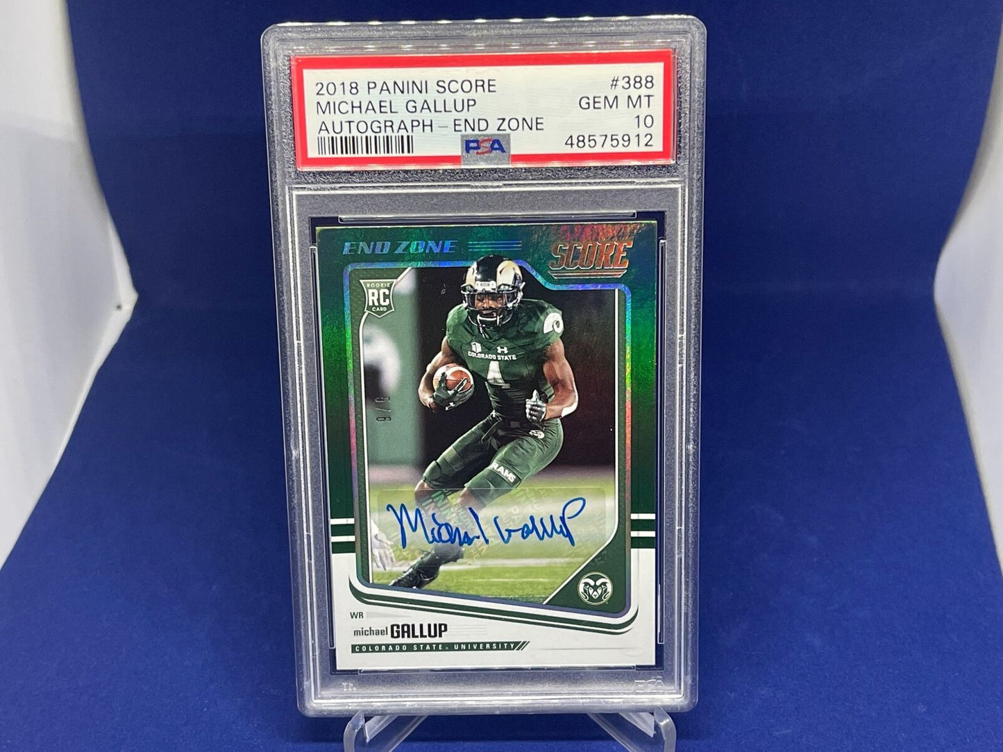 MICHAEL GALLUP 2018 PANINI SCORE END ZONE AUTO ROOKIE RC #D 5/6 PSA 10 GEM MINT