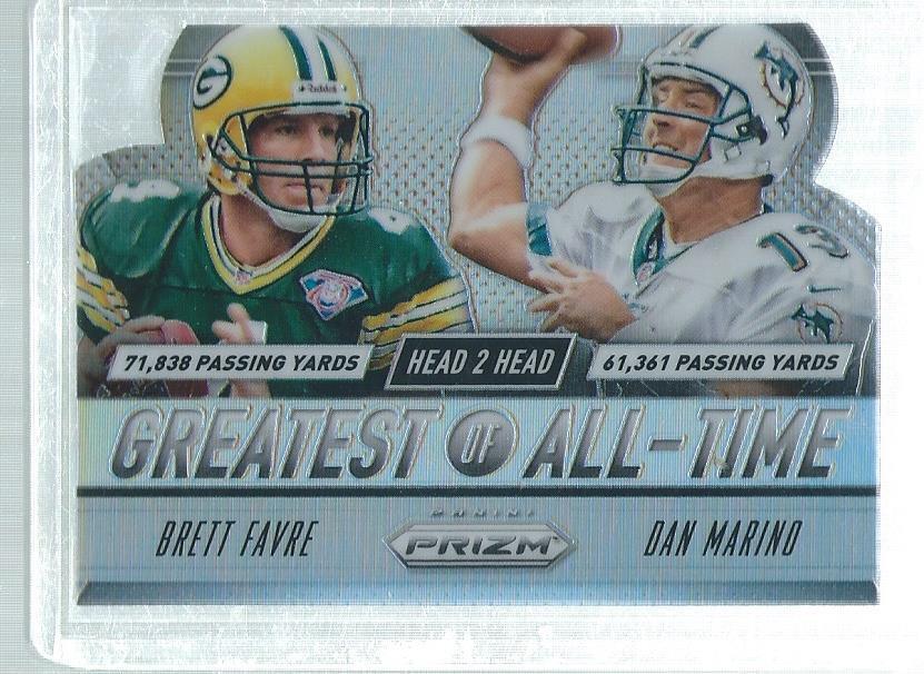 BRETT FAVRE DAN MARINO 2014 PANINI PRIZM HEAD 2 HEAD DIE CUT SILVER PRIZMS