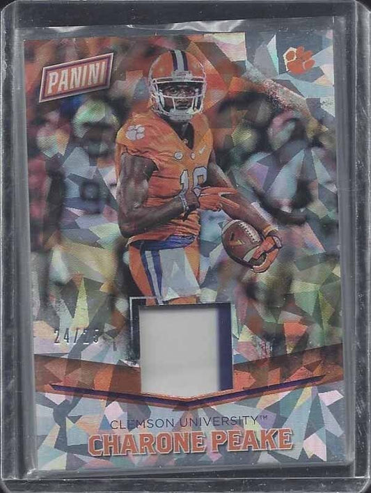 CHARONE PEAKE 2015 PANINI FATHERS DAY CRACKED ICE 2 COLOR CLEMSON PATCH RC /25