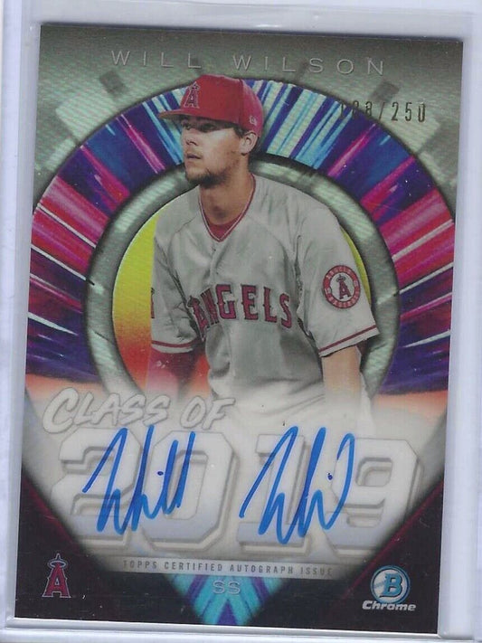 WILL WILSON 2019 BOWMAN CHROME CLASS OF 2019 REFRACTOR ON CARD AUTO #d /250