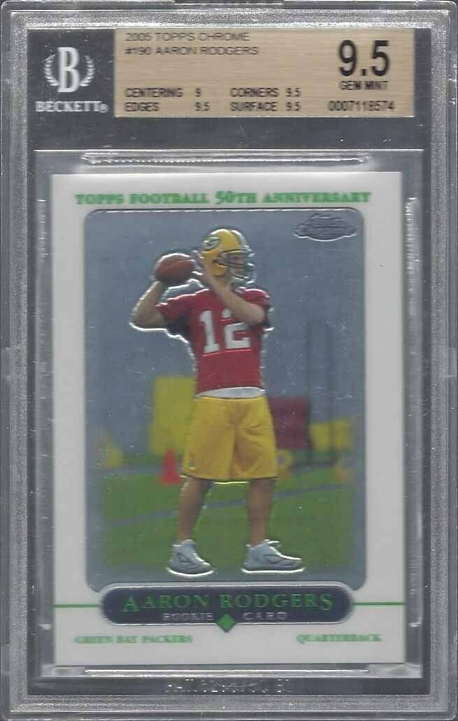 AARON RODGERS 2005 TOPPS CHROME TRUE ROOKIE RC #190 BGS 9.5 GEM MINT