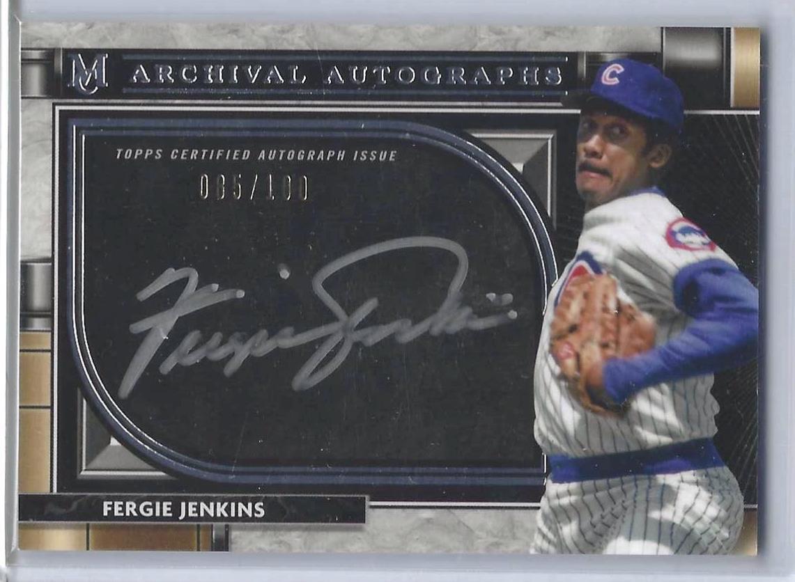 FERGIE JENKINS 2021 TOPPS MUSEUM COLLECTION ARCHIVAL SILVER INK ONCARD AUTO /100