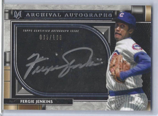 FERGIE JENKINS 2021 TOPPS MUSEUM COLLECTION ARCHIVAL SILVER INK ONCARD AUTO /100