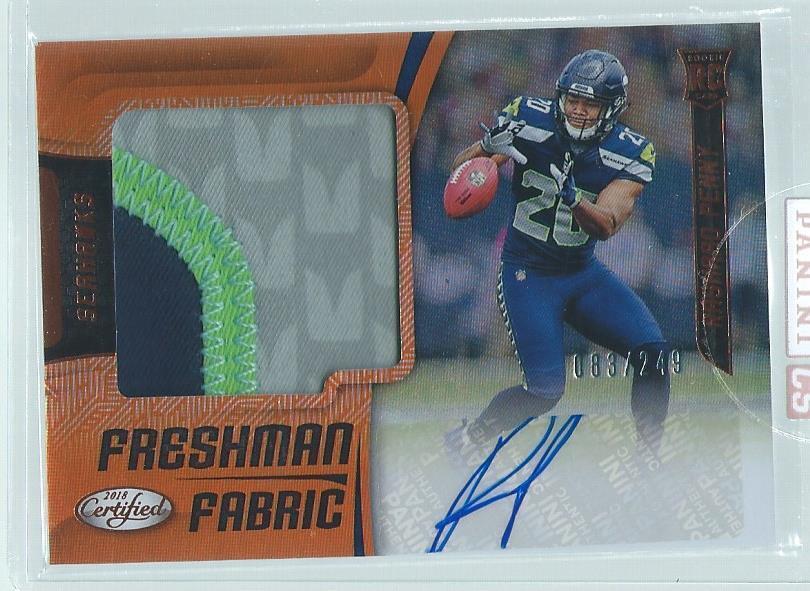 RASHAAD PENNY 2018 PANINI CERTIFIED FRESHMAN 4 COLOR PATCH AUTO ORANGE RC /249