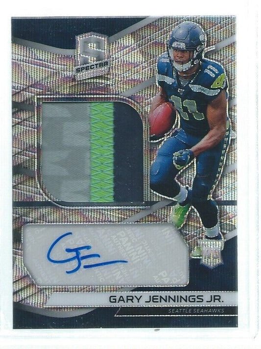 GARY JENNINGS JR. 2019 PANINI SPECTRA WAVE PRIZM 4 COLOR PATCH AUTO #D 13/25