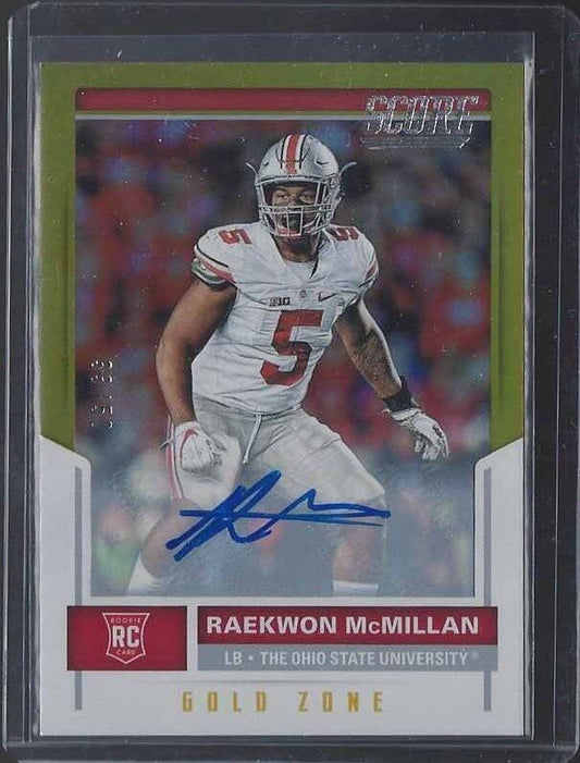 RAEKWON MCMILLAN 2017 SCORE GOLD ZONE OHIO STATE BUCKEYES ROOKIE AUTO RC #D /50